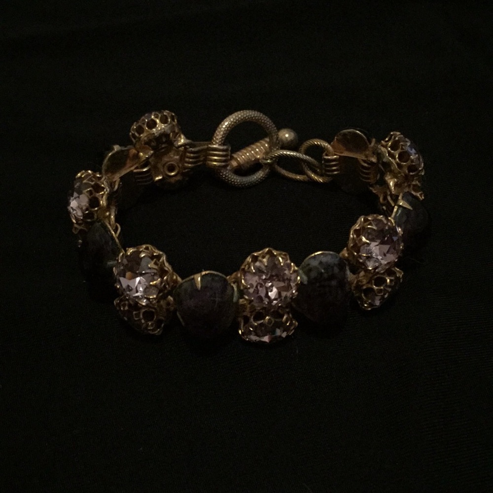 Gold and Purple Rhinestone Bracelet